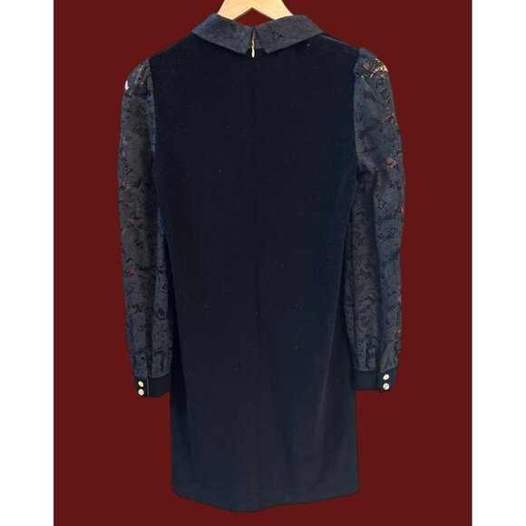 NWT Draper James Lace Collared Velvet Shift Dress Size O Wednesday Adams Style - Picture 3 of 6